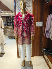 Red Embroidered Kurta Pajama for Men