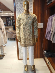 Cream Embroidered Kurta Pajama for Men