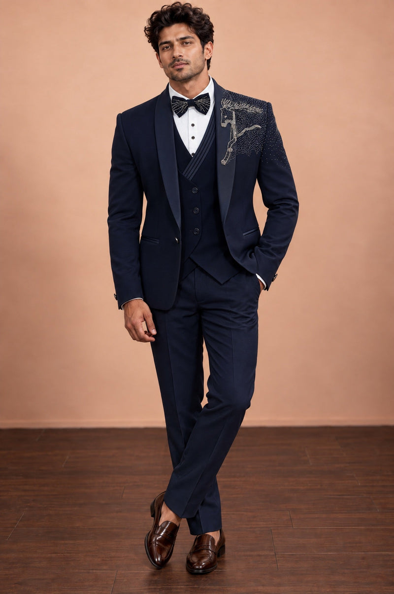 Blue Designer 5 Piece Suit