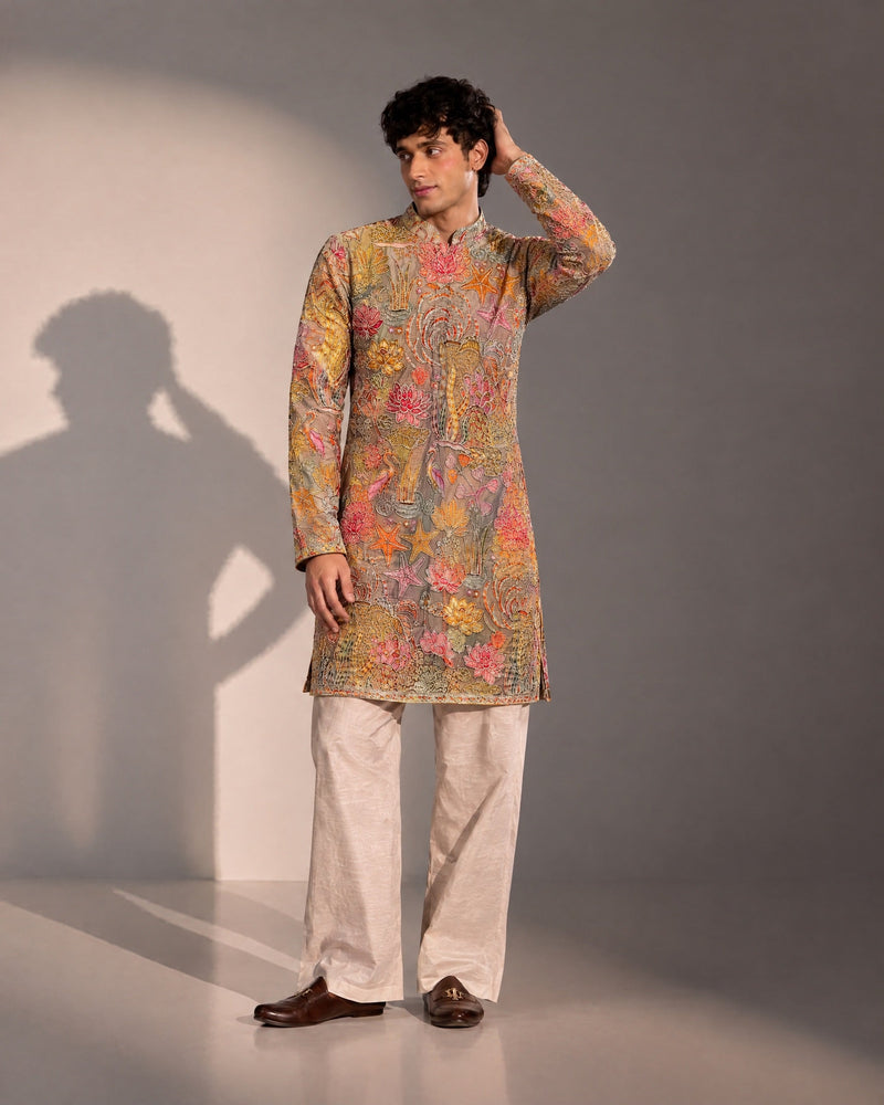 Multi Color Embroidered Kurta Pajama for Men