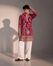 Red Embroidered Kurta Pajama for Men