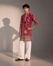 Red Embroidered Kurta Pajama for Men