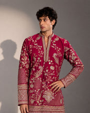 Red Embroidered Kurta Pajama for Men