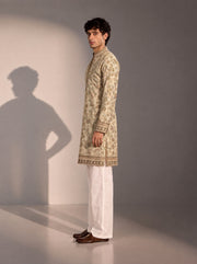 Cream Embroidered Kurta Pajama for Men