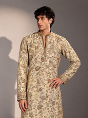 Cream Embroidered Kurta Pajama for Men