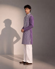 Purple  Embroidered Kurta Pajama for Men