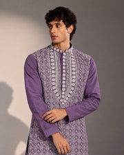 Purple  Embroidered Kurta Pajama for Men