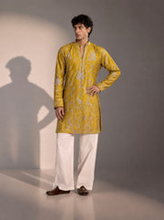 Mustard Embellished  Kurta Pajama for Men