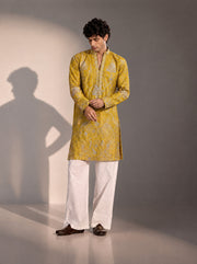 Mustard Embellished  Kurta Pajama for Men