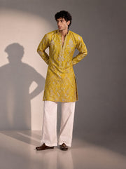 Mustard Embellished  Kurta Pajama for Men