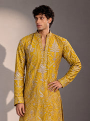 Mustard Embellished  Kurta Pajama for Men