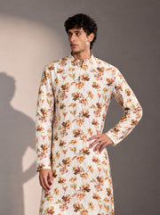 Ivory Printed  Kurta Pajama for Men