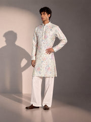 White Embellished Kurta Pajama for Men