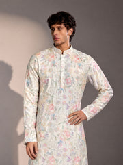 White Embellished Kurta Pajama for Men