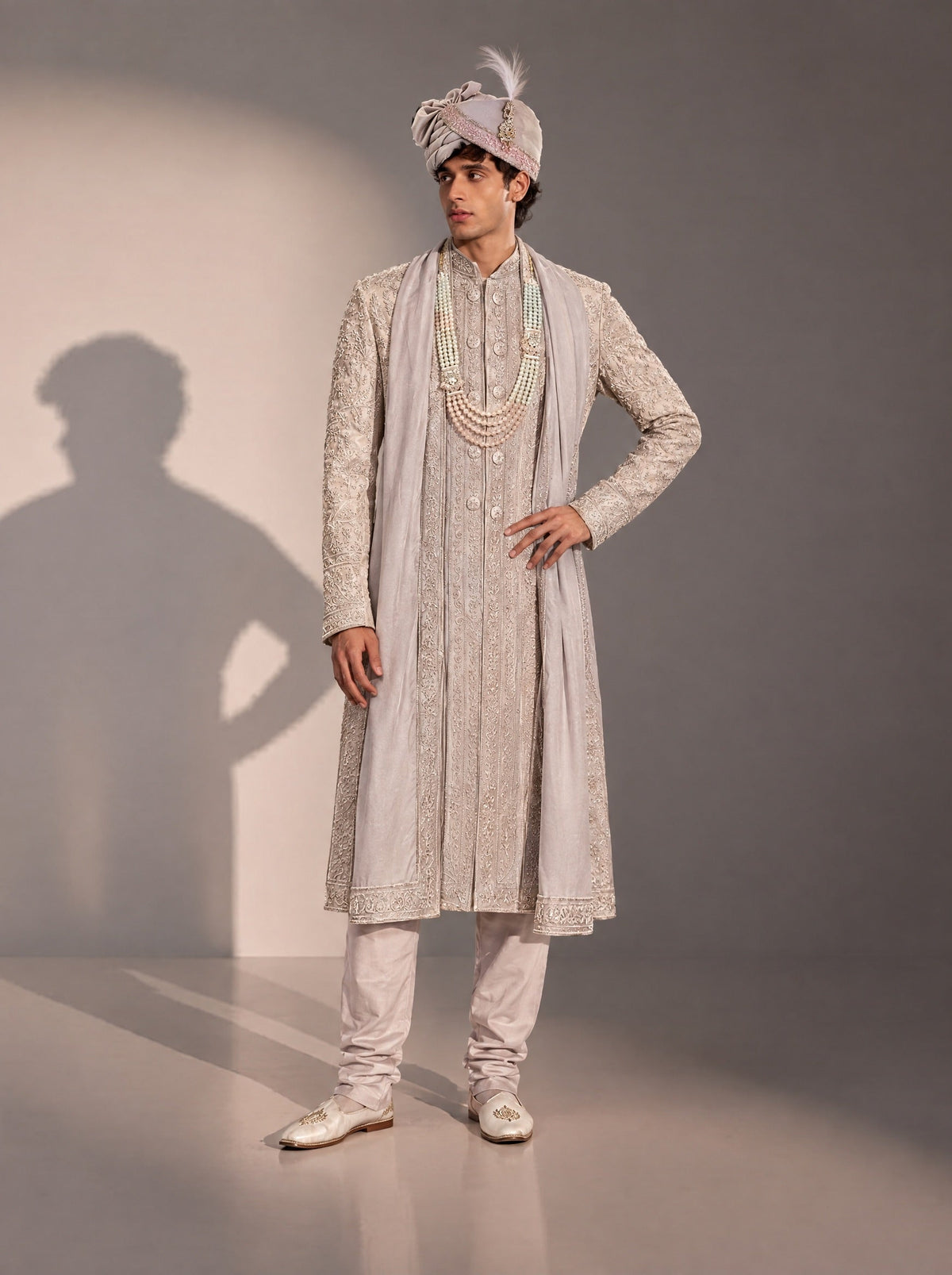 Lilac Embellished Sherwani For Men