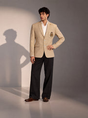 Light Beige Embroidered Blazer For Men