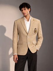 Light Beige Embroidered Blazer For Men