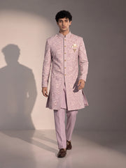 Men's light purple indowestern for wedding and reception - full look